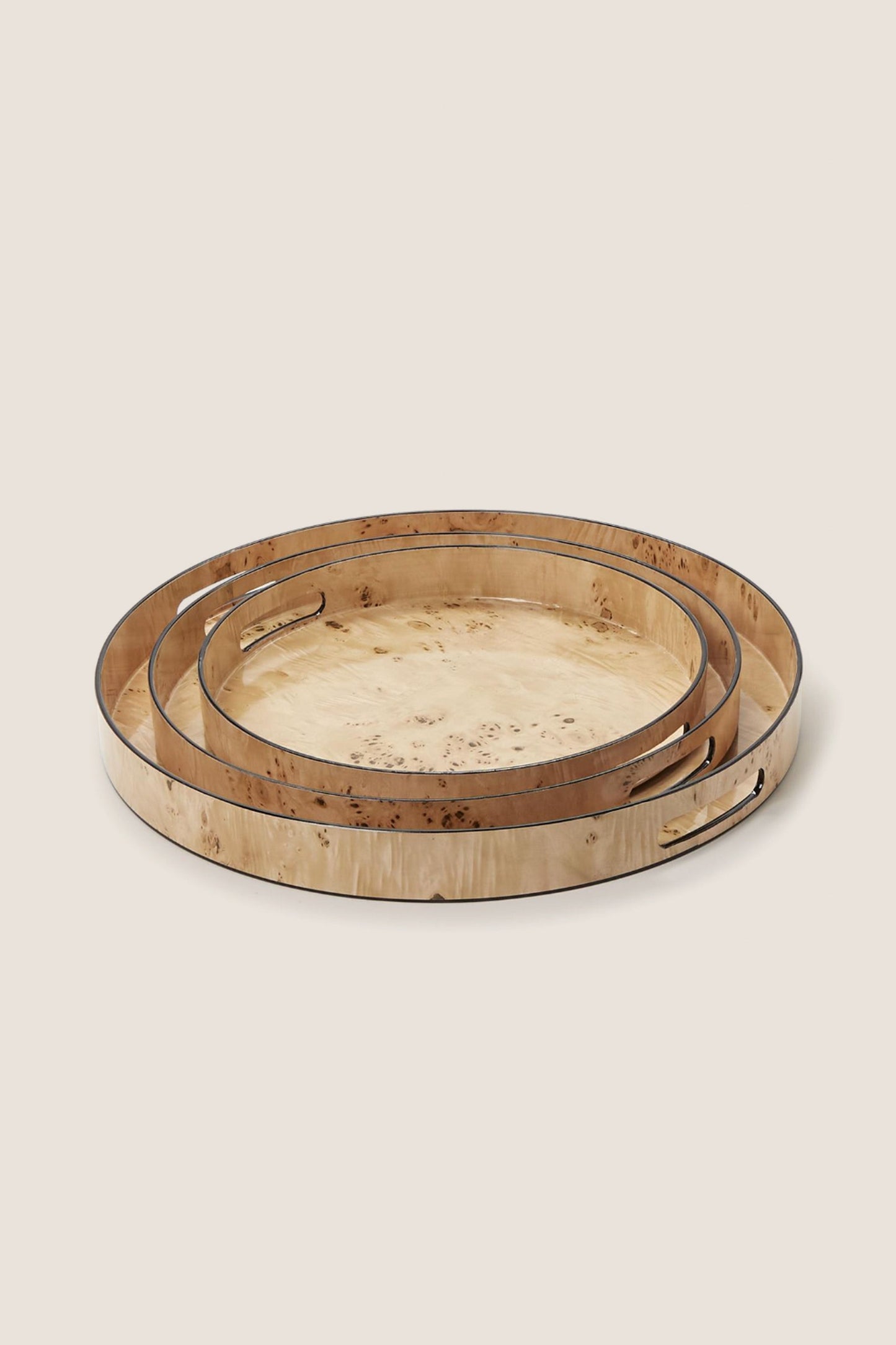 Burled Wood Pattern Round Tray (Set of 3)