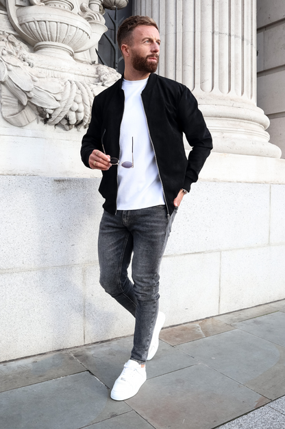 Capo SUEDE Bomber Jacket - Black