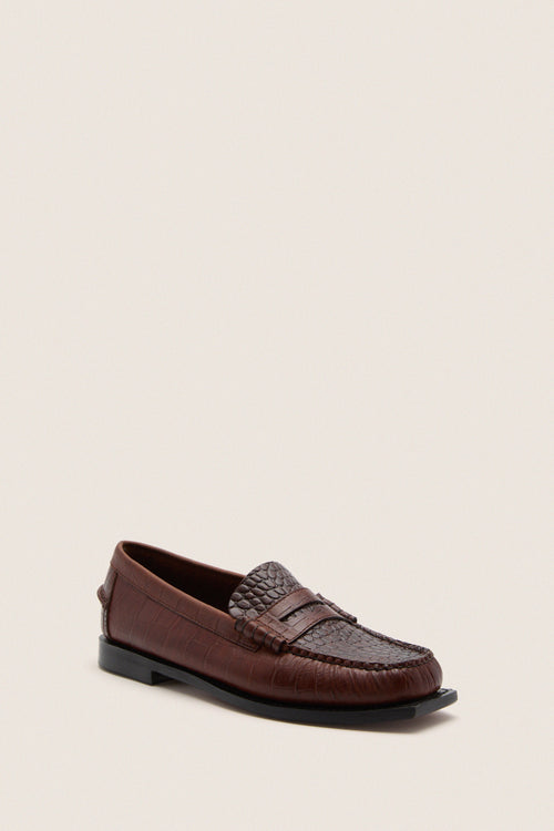 Brown Madison Crocodile Loafers