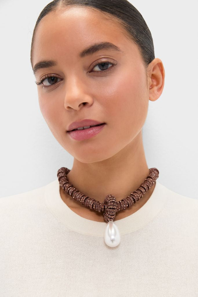 Brown Pearl Drop Necklace