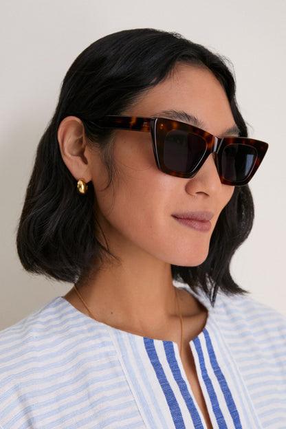 Brown Tortoise Dark Blue Lens Lori Sunglasses
