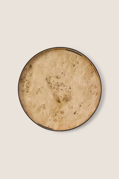 Burled Wood Pattern Round Tray (Set of 3)