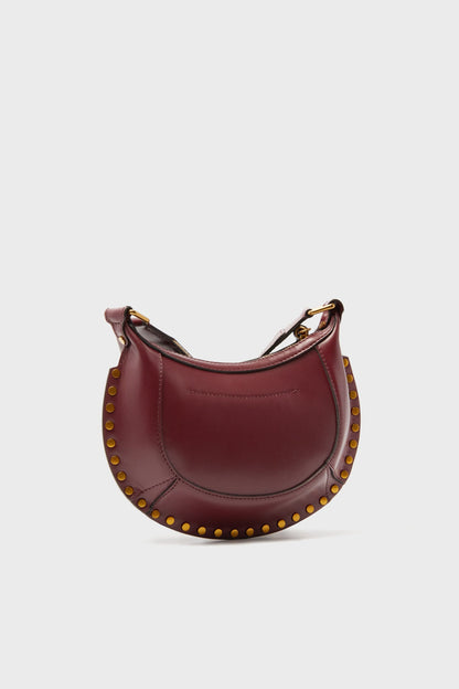 Burgundy Leather Mini Moon Crossbody