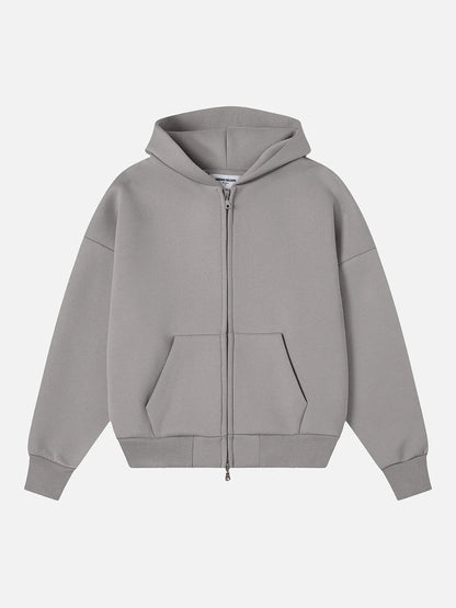 630 GSM BOXY CROPPED FIT 'SMOKE' ZIP-UP HOODIE