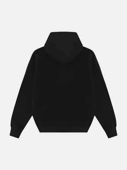 630 GSM BOXY CROPPED FIT 'BLACK' HOODIE