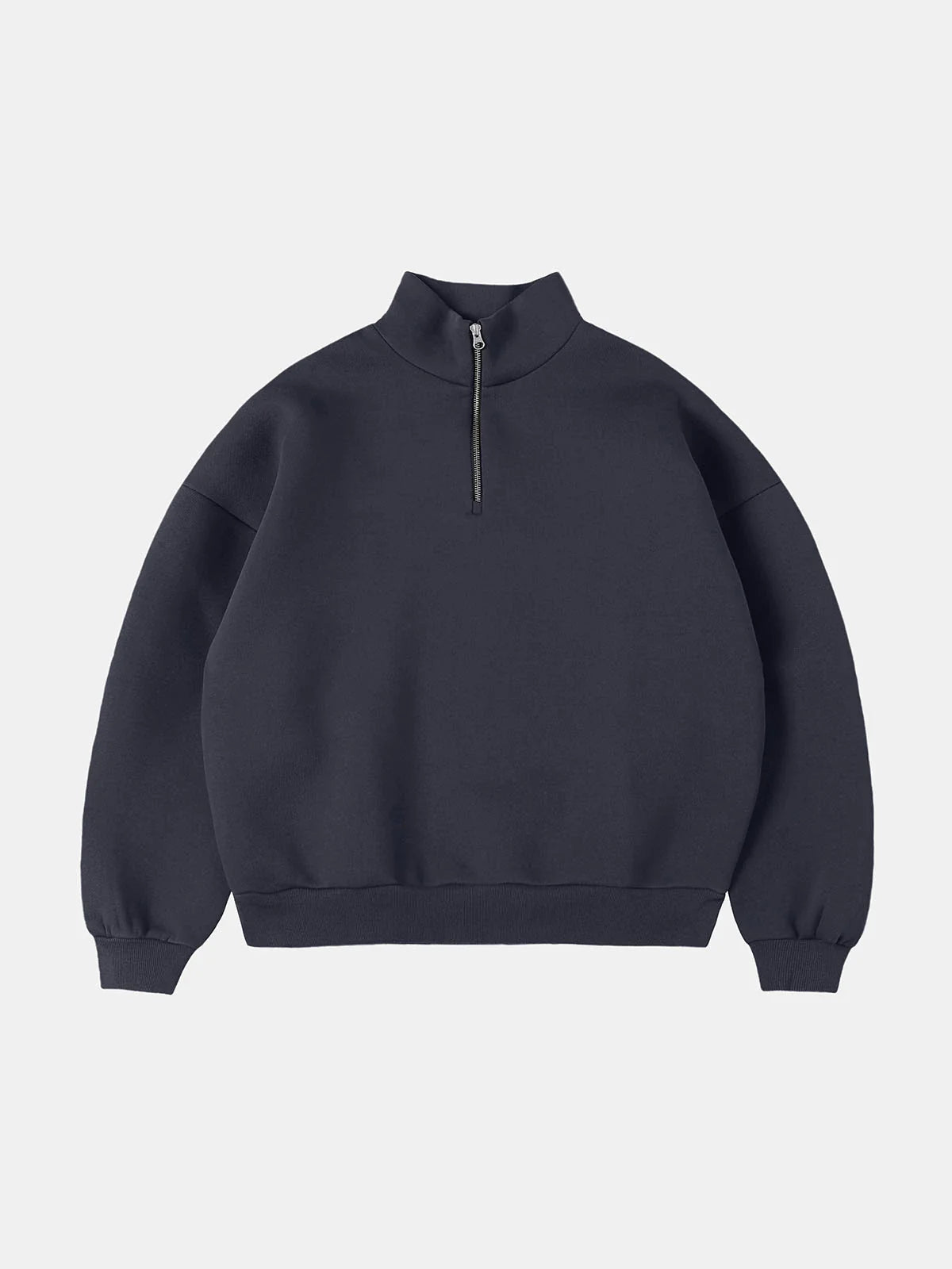630 GSM BOXY CROPPED FIT QUARTER-ZIP 'STONE COAL' SWEATER