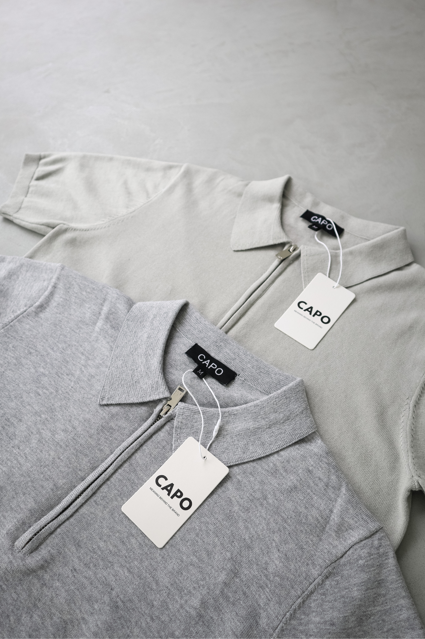 Capo Egyptian Cotton SS Zip Polo Shirt - Stone