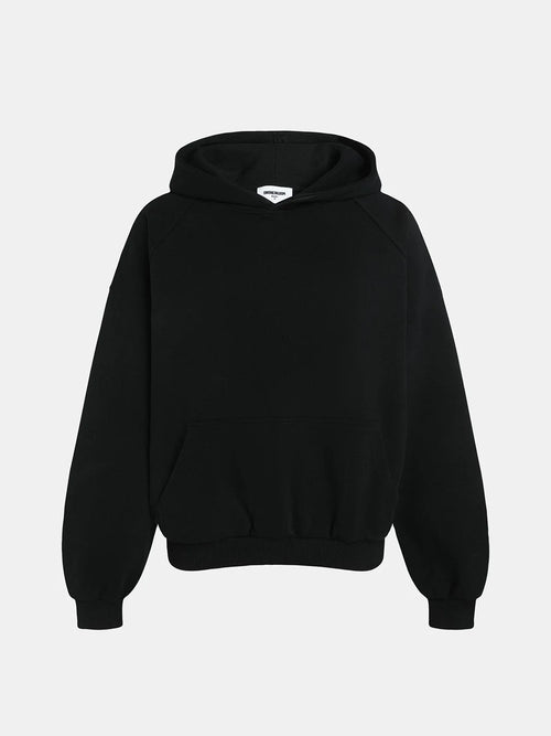 480 GSM RAGLAN BOXY CROPPED FIT 'BLACK' HOODIE