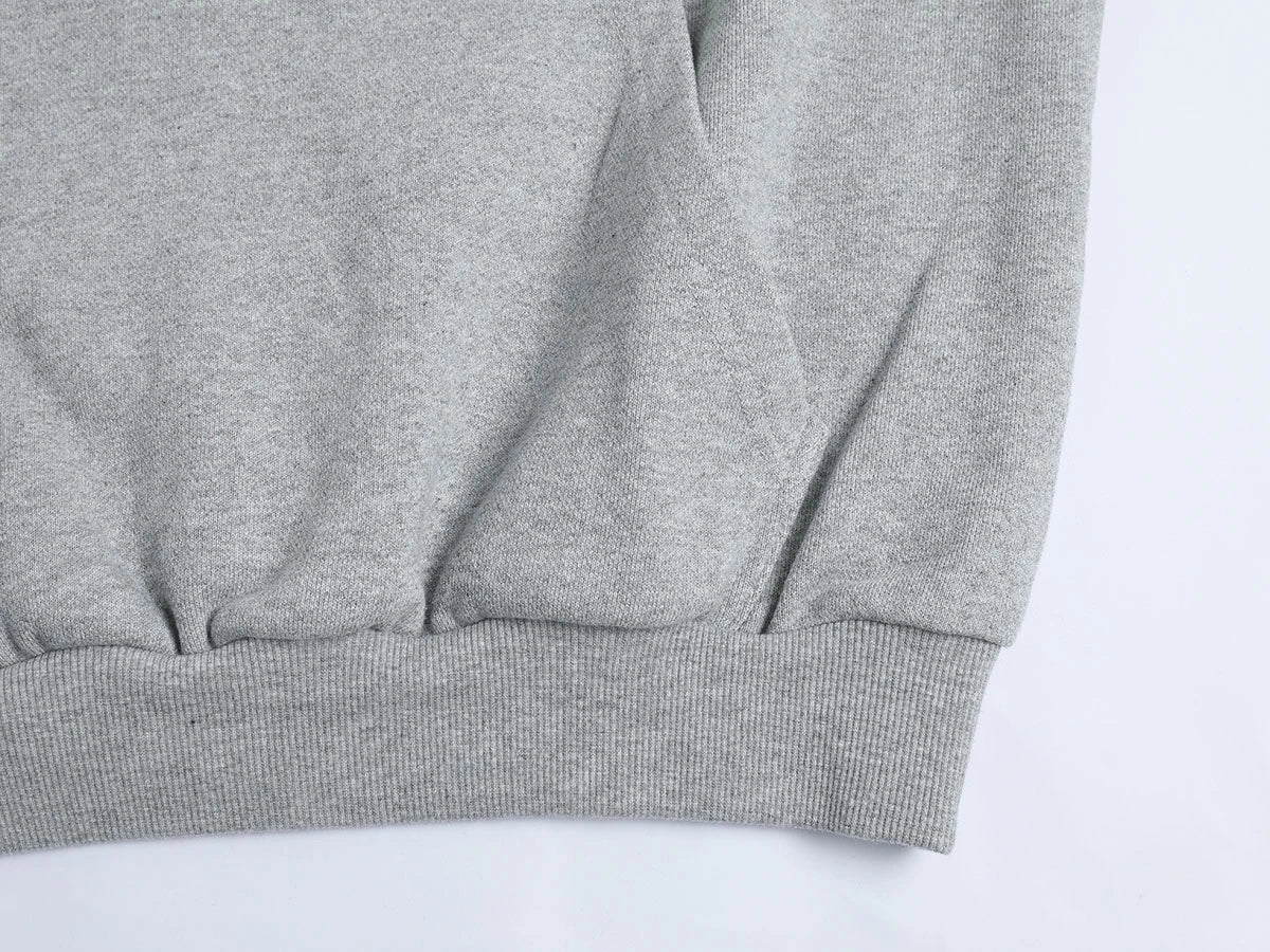 480 GSM RAGLAN BOXY CROPPED FIT 'FLOWER GRAY' HOODIE