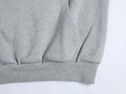 480 GSM RAGLAN BOXY CROPPED FIT 'FLOWER GRAY' HOODIE