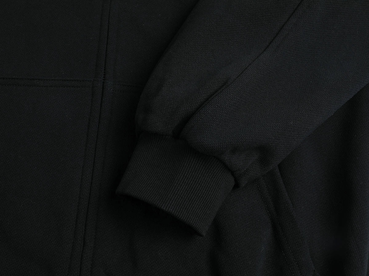 480 GSM RAGLAN BOXY CROPPED FIT ZIP-UP 'BLACK' ZIP-UP HOODIE