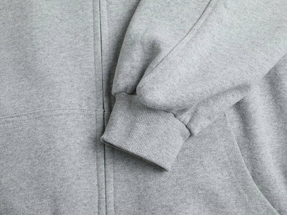 480 GSM RAGLAN BOXY CROPPED FIT 'FLOWER GRAY' ZIP-UP HOODIE