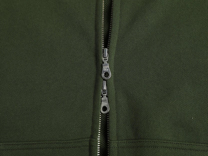480 GSM RAGLAN BOXY CROPPED FIT 'OLIVE' ZIP-UP HOODIE