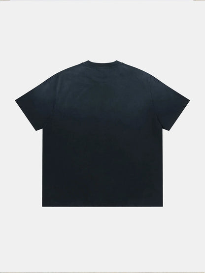 320 GSM BOXY CROPPED 'WASHED NAVY BLUE' T-SHIRT
