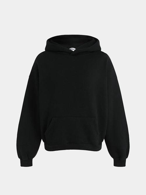 480 GSM FLEECE CROPPED FIT 'BLACK' HOODIE