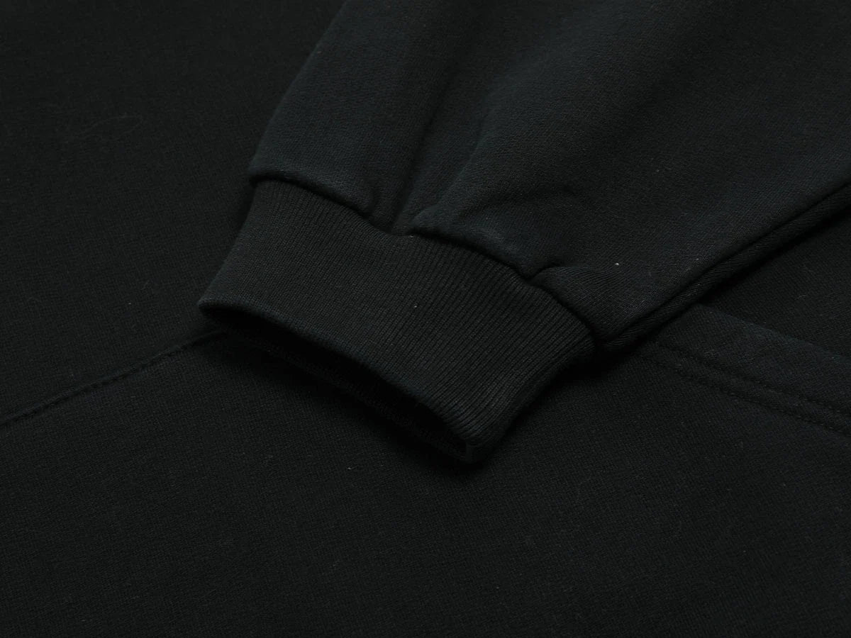 480 GSM FLEECE CROPPED FIT 'BLACK' HOODIE