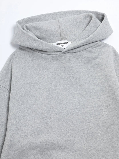 480 GSM FLEECE CROPPED FIT 'FLOWER GRAY' HOODIE