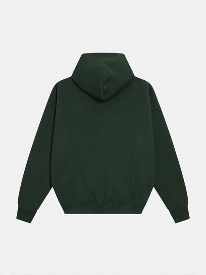 520 GSM BOXY CROPPED FIT ' DARK GREEN' ZIP-UP HOODIE