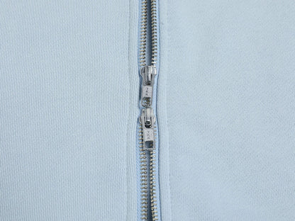 520 GSM BOXY CROPPED FIT 'LIGHT BULE' ZIP-UP HOODIE