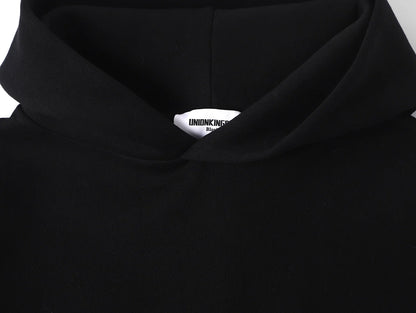 630 GSM BOXY CROPPED FIT 'BLACK' HOODIE