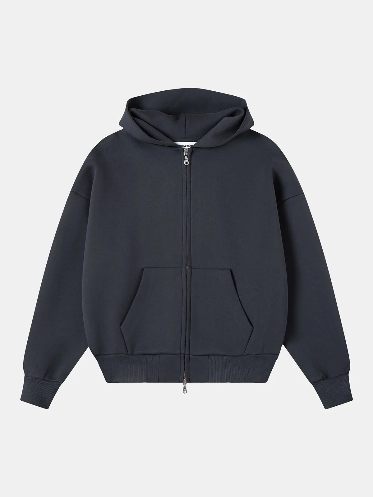 630 GSM BOXY CROPPED FIT 'STONE COAL' ZIP-UP HOODIE