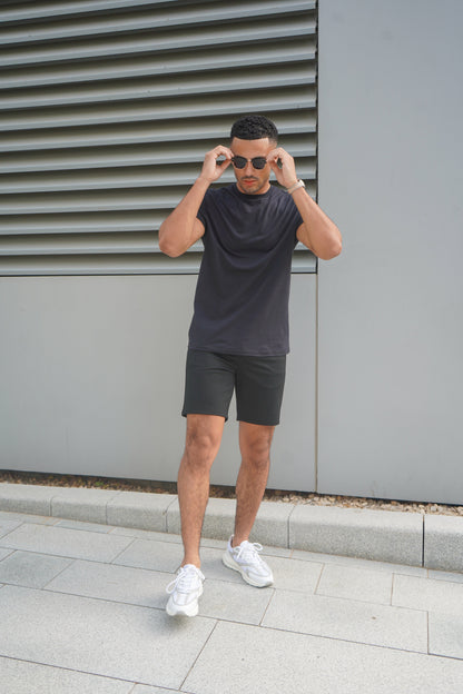 Capo Mercerised Ribbed T-Shirt - Black