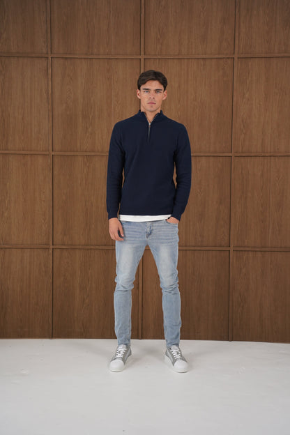 Capo TWIST Cotton 1/4 Zip Jumper - Navy