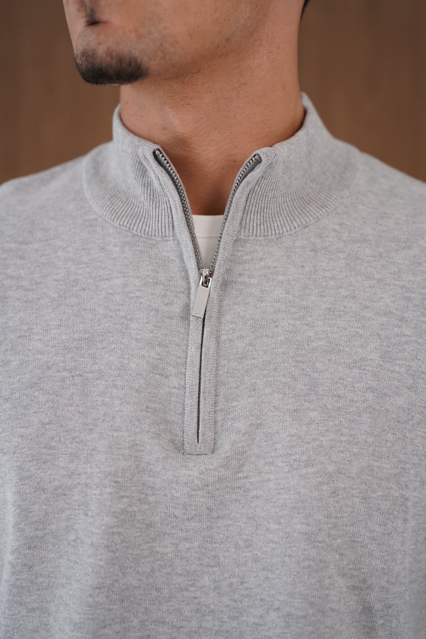 Capo Egyptian Cotton 1/4 Zip Top - Grey