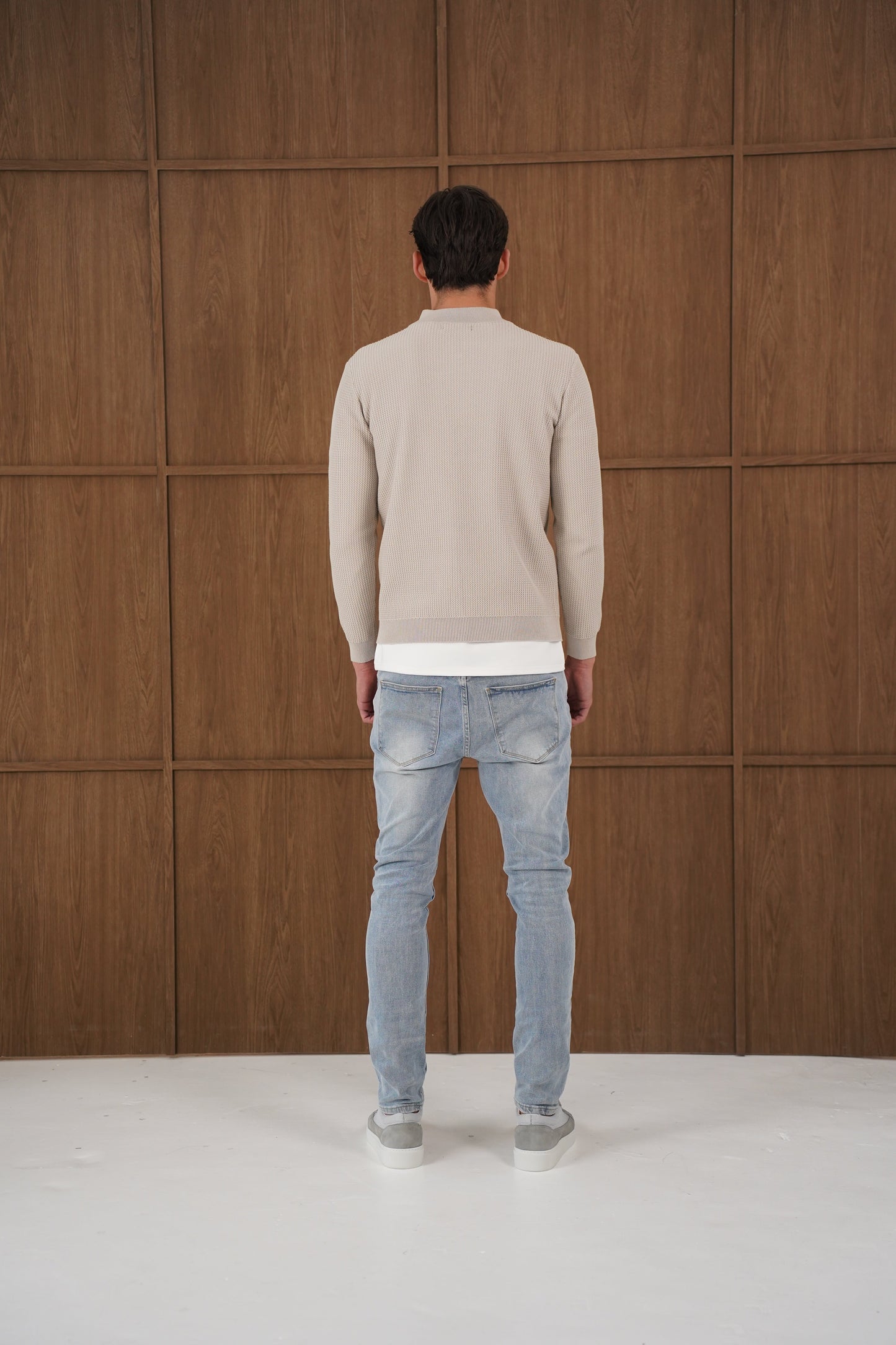 Capo TWIST Cotton 1/4 Zip Jumper - Stone