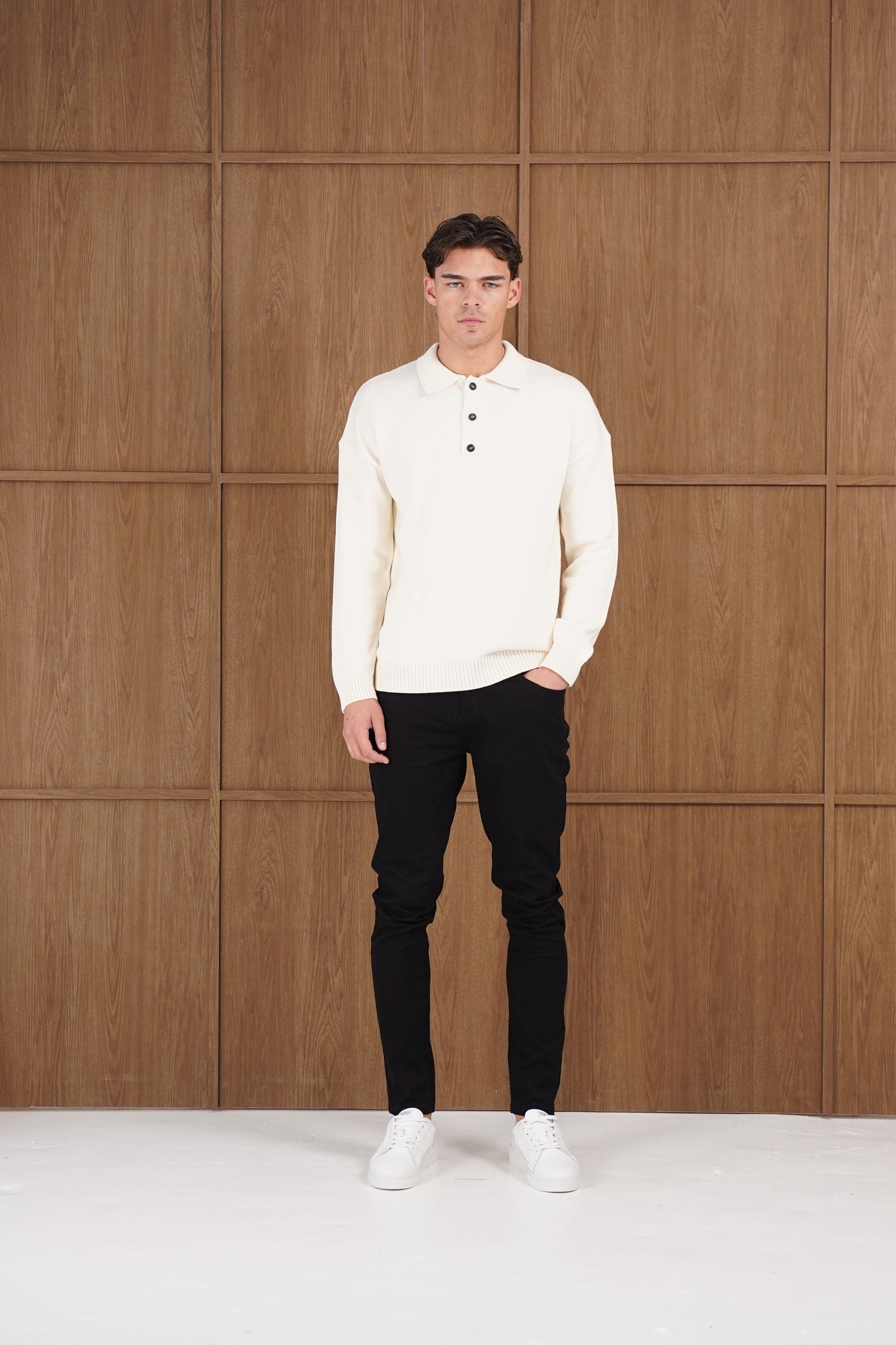 Capo Button LS Polo Shirt - Cream