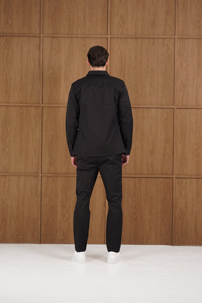 Capo Cotton Cargo Overshirt - Black