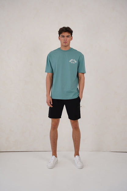 Capo Club Script T-Shirt - Oil Blue/White