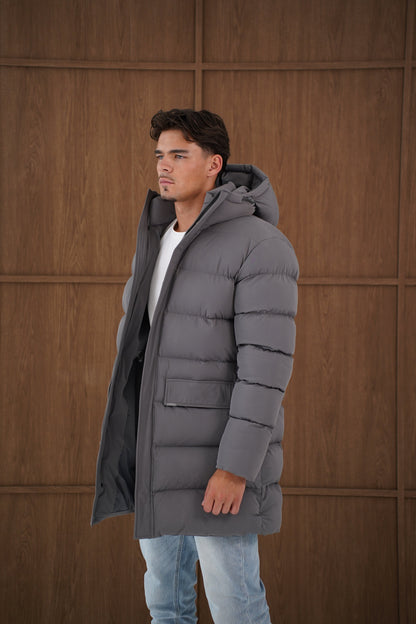 Capo Mid-Length Puffer Coat - Charcoal