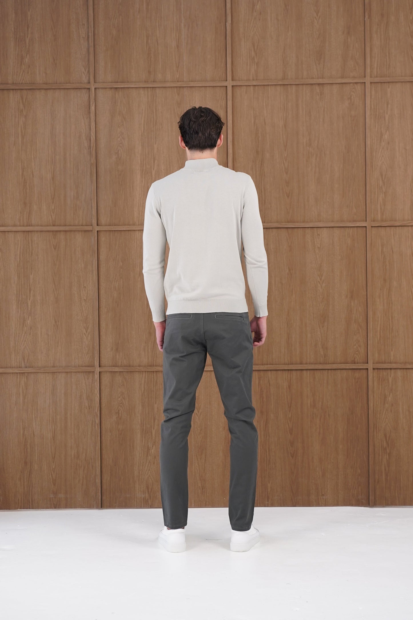 Capo Egyptian Cotton 1/4 Zip Top - Stone