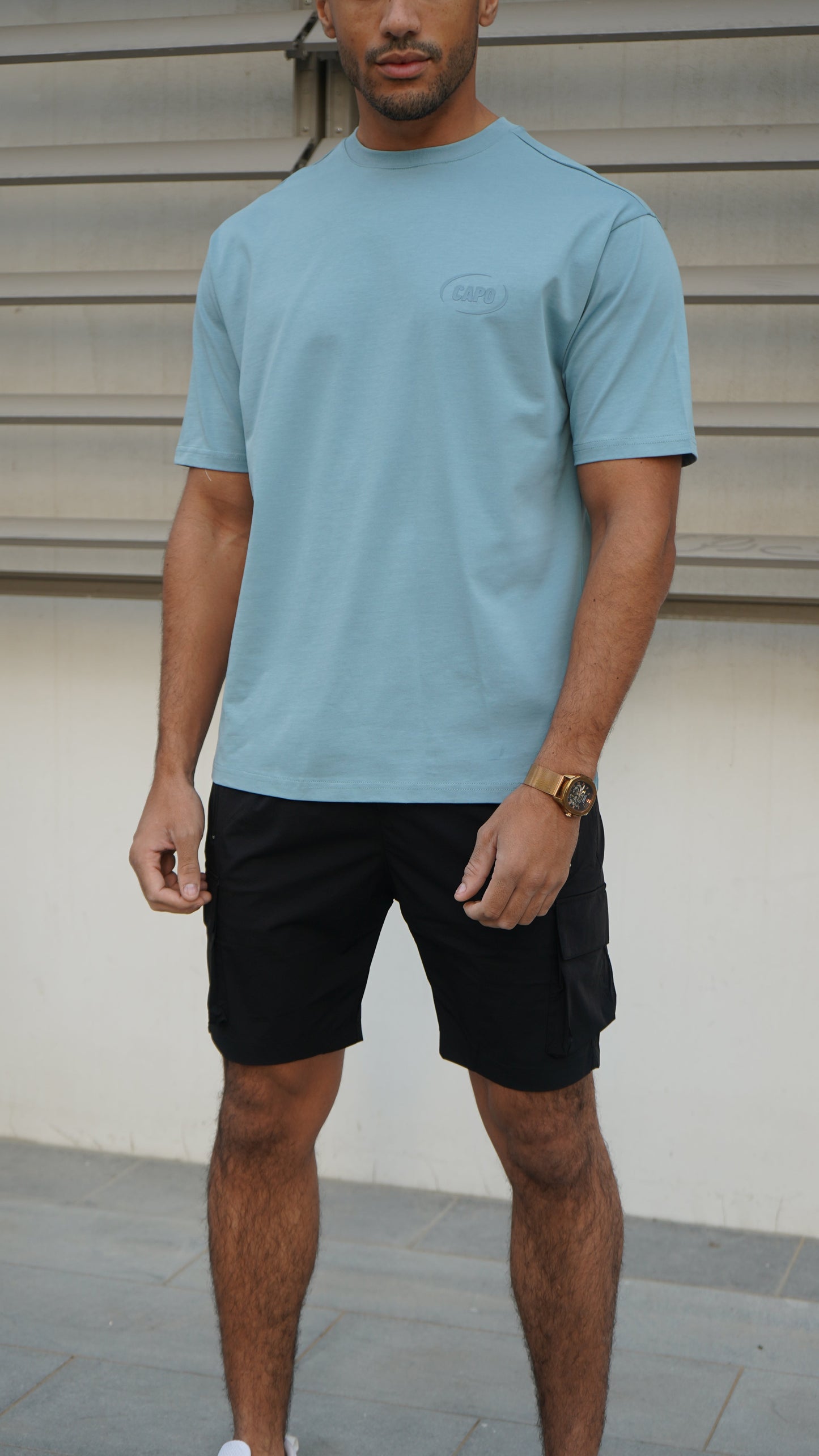 Capo Club Circular Print T-Shirt - Powder Blue