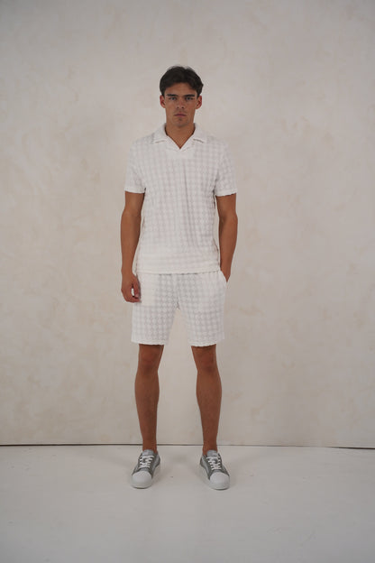 Capo Towelling Diamond Revere Shorts - White