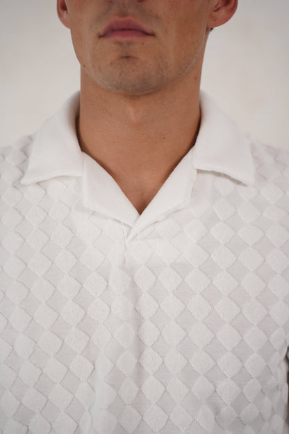 Capo Towelling Diamond Revere Polo Shirt - White