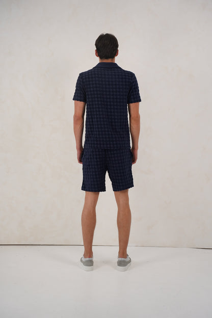 Capo Towelling Diamond Revere Shorts - Navy