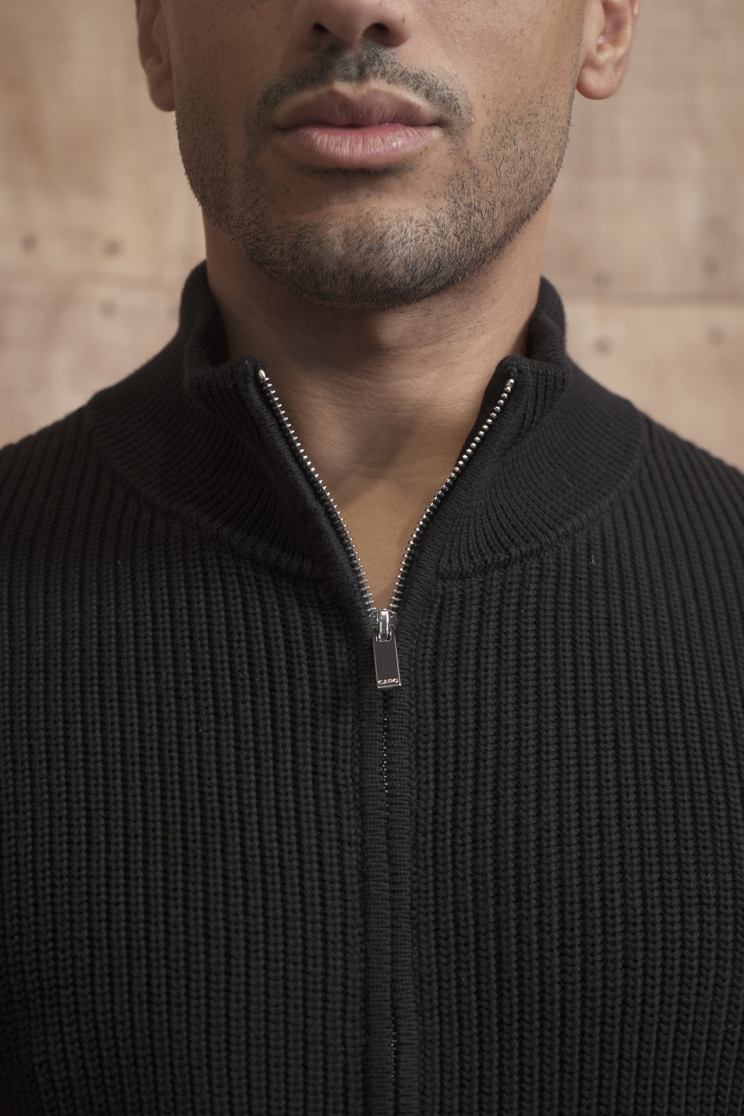 Capo Ribbed Full Zip Jumper - Black