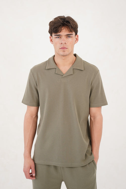 Capo Pleated Polo Shirt - Olive