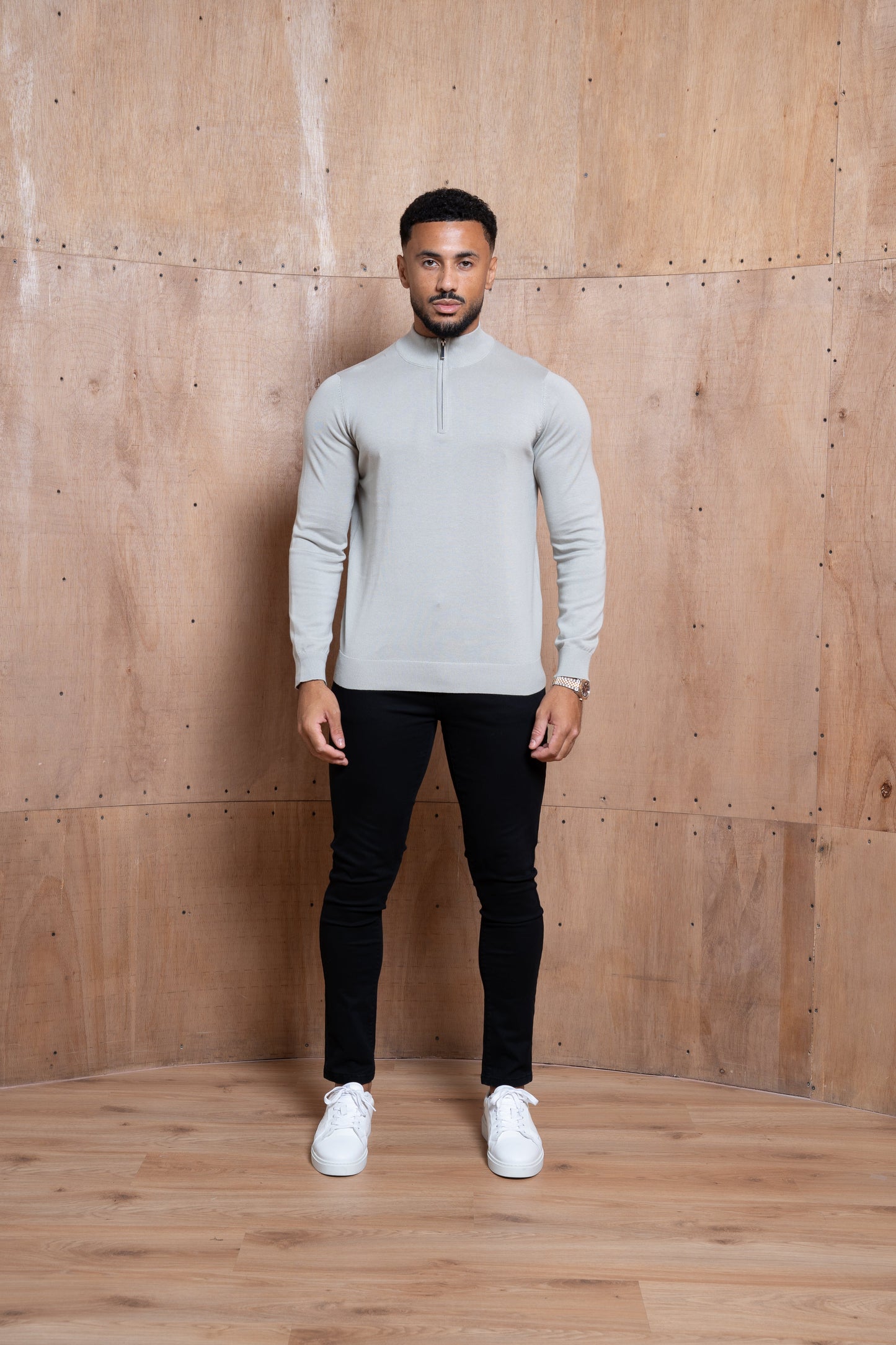 Capo Egyptian Cotton 1/4 Zip Top - Stone