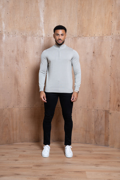Capo Egyptian Cotton 1/4 Zip Top - Stone