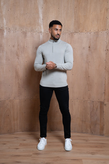Capo Egyptian Cotton 1/4 Zip Top - Stone