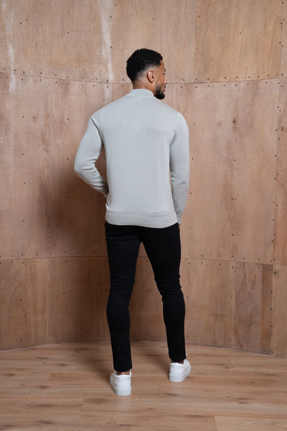 Capo Egyptian Cotton 1/4 Zip Top - Stone