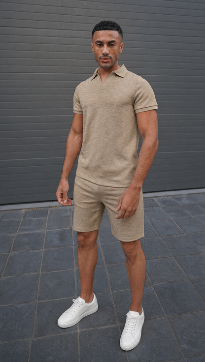 Capo Jersey Slub Cuban Polo Shirt - Olive