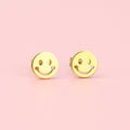 Smiley Face Stud Earrings (Gold Plated)