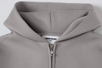 630 GSM BOXY CROPPED FIT 'SMOKE' ZIP-UP HOODIE