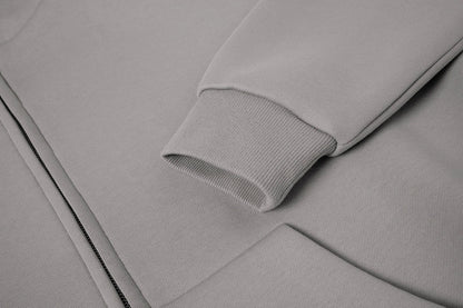 630 GSM BOXY CROPPED FIT 'SMOKE' ZIP-UP HOODIE