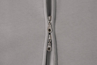 630 GSM BOXY CROPPED FIT 'SMOKE' ZIP-UP HOODIE