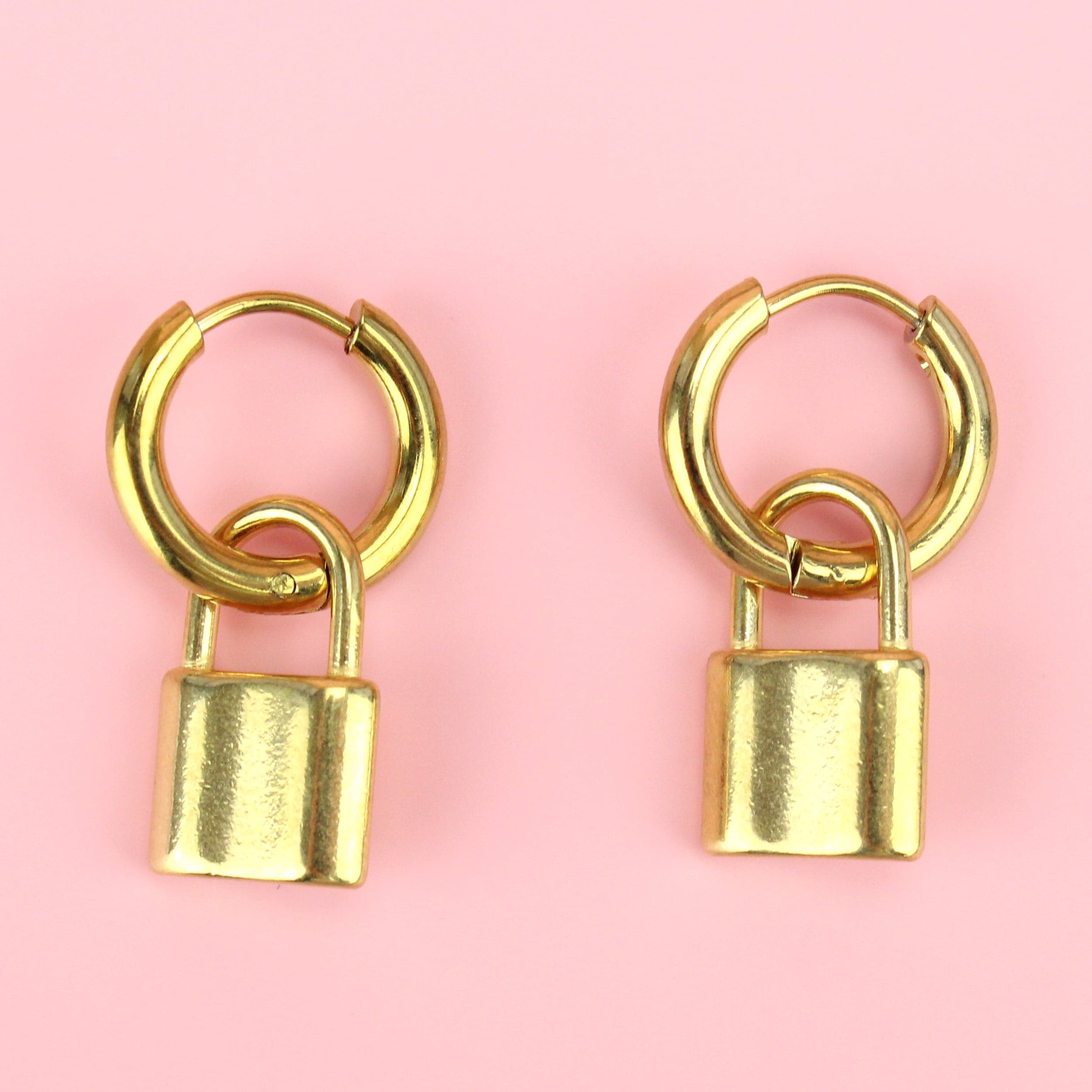 Small Padlock Hoop Earrings (Gold Plated)